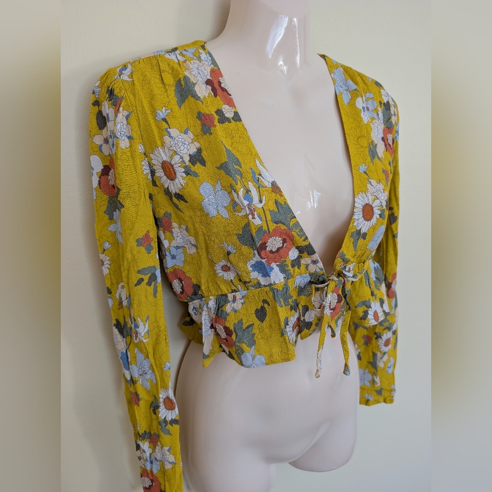 Aritzia Sunday Best Tie Front Retro Floral Print Blouse Top XS - Picture 6 of 16
